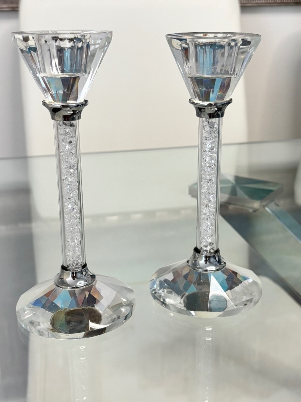 Slender Crystal Candlestick holders